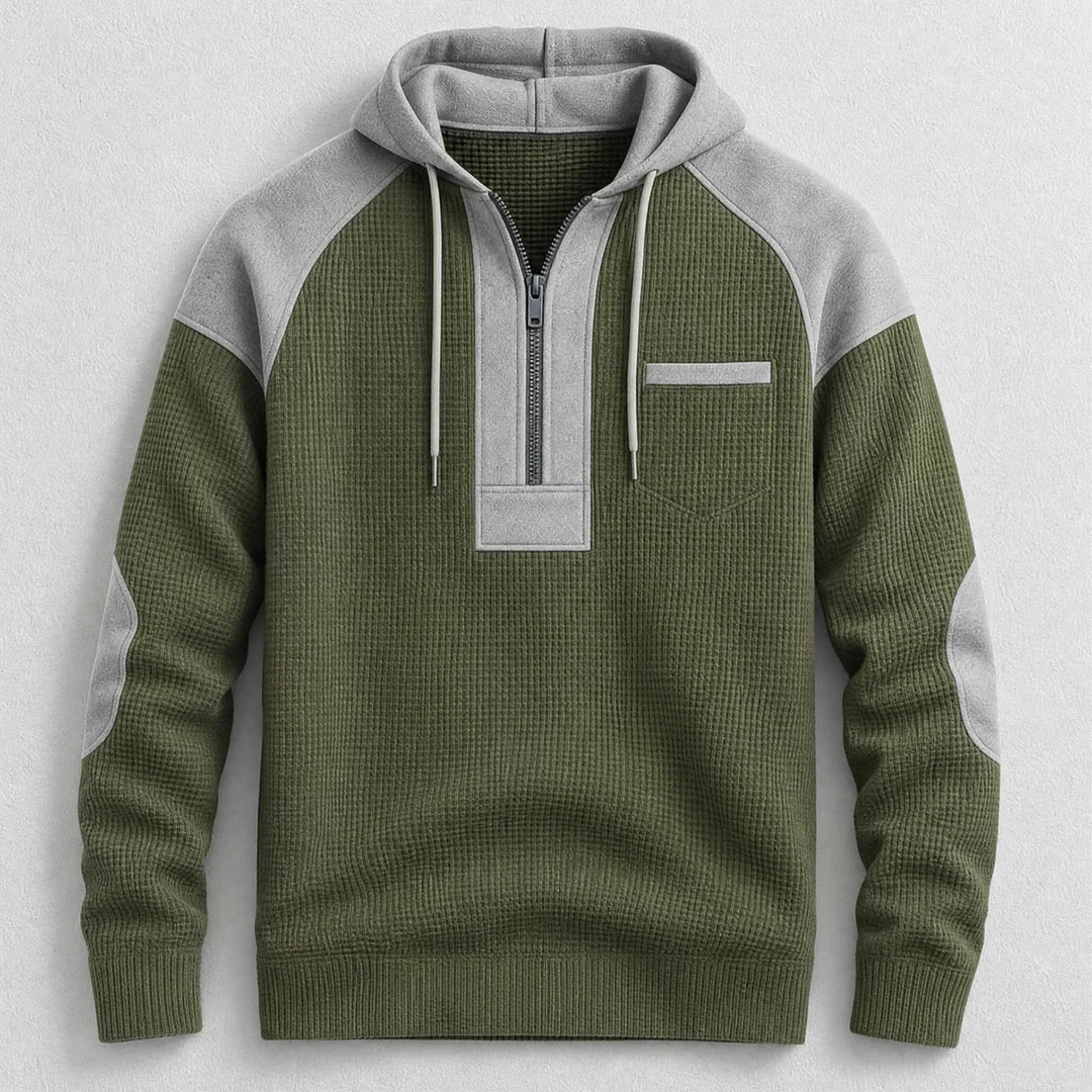 Men's Waffle Knit Half-Zip Hoodie