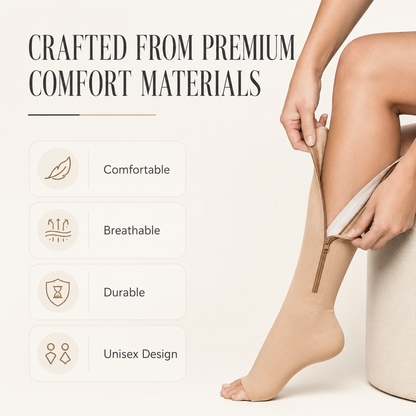 Unisex Open-Toe Zip Support Socks