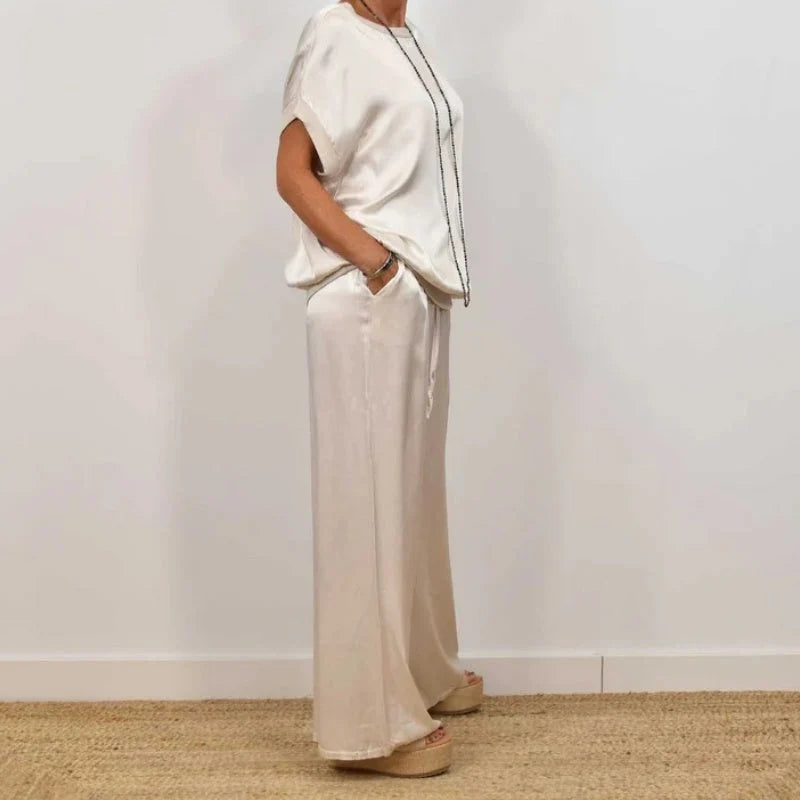 Women's Flowing Blouse & Wide Leg Trouser Set