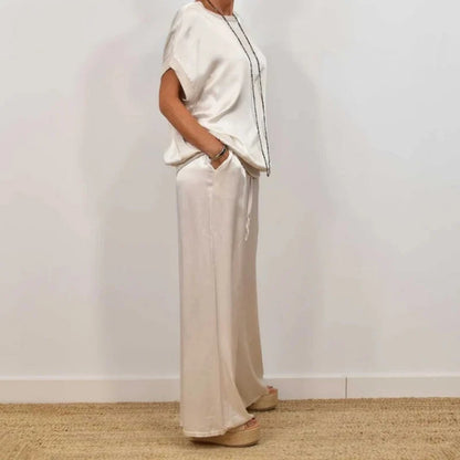 Women's Flowing Blouse & Wide Leg Trouser Set
