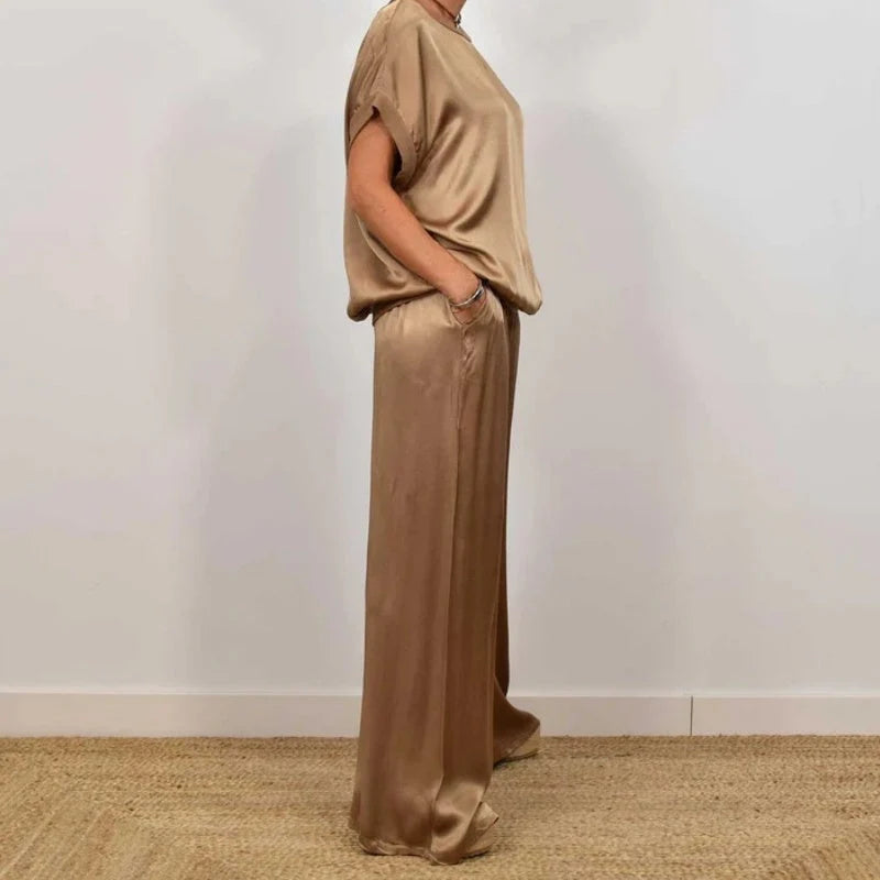 Women's Flowing Blouse & Wide Leg Trouser Set