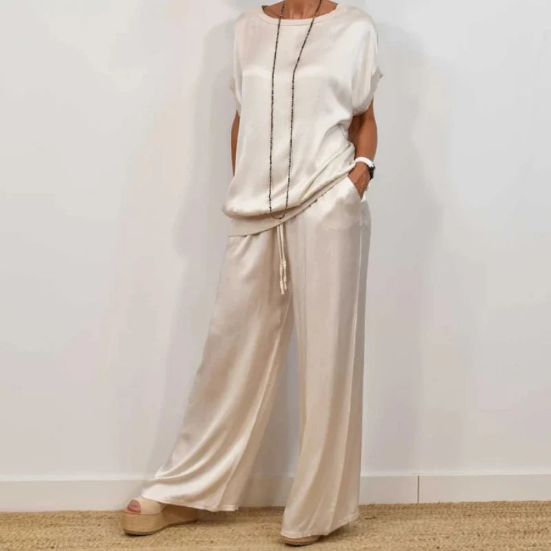 Women's Flowing Blouse & Wide Leg Trouser Set