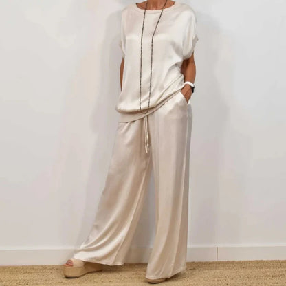 Women's Flowing Blouse & Wide Leg Trouser Set