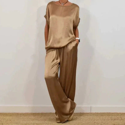 Women's Flowing Blouse & Wide Leg Trouser Set