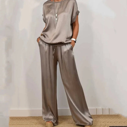 Women's Flowing Blouse & Wide Leg Trouser Set