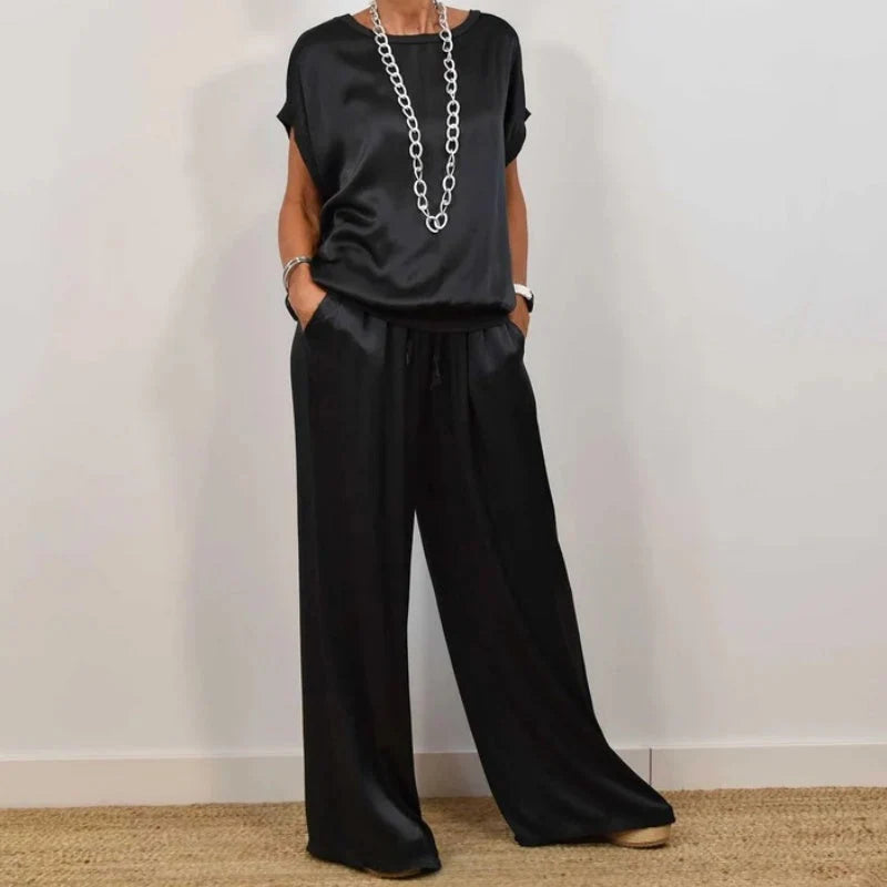 Women's Flowing Blouse & Wide Leg Trouser Set