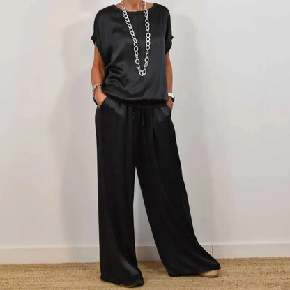 Women's Flowing Blouse & Wide Leg Trouser Set