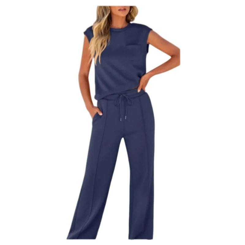 Women's Sleeveless Top & Drawstring Trouser Set