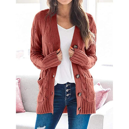 Women's Cable Knit Button-Up Cardigan