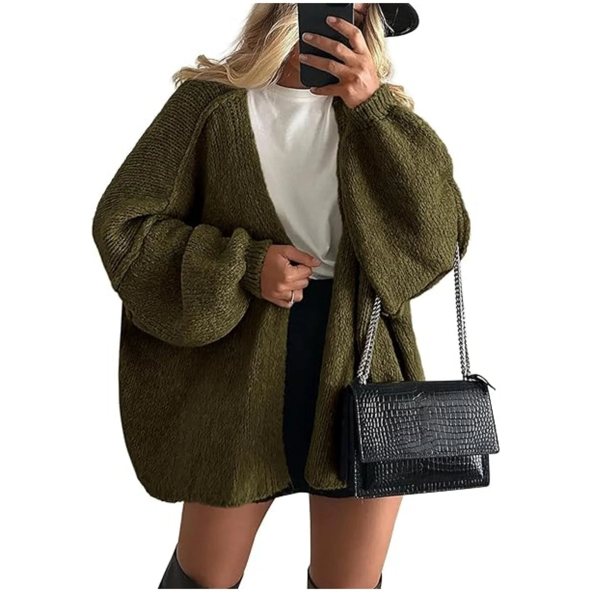 Women's Open Front Longline Knit Cardigan