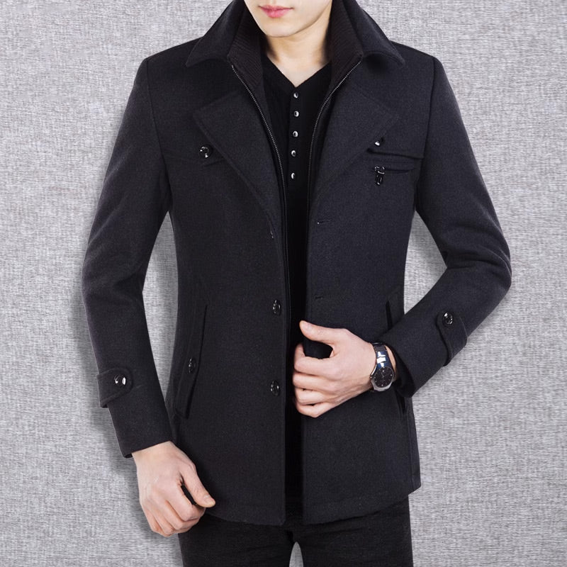 Men's Classic Tweed-Look Business Coat