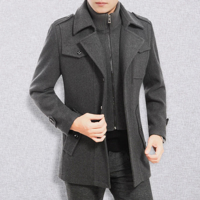 Men's Classic Tweed-Look Business Coat