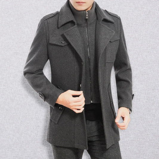 Men's Classic Tweed-Look Business Coat