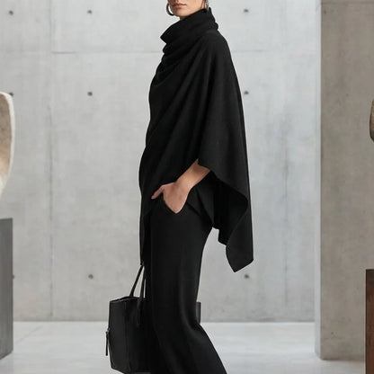 Women's Cowl Neck Cape & Wide Leg Trouser Set