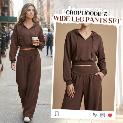 Women's Cropped Hoodie & Wide Leg Trouser Set