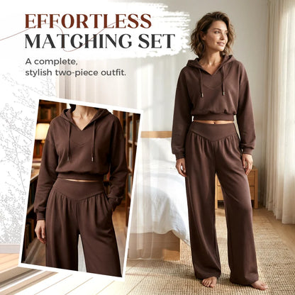 Women's Cropped Hoodie & Wide Leg Trouser Set