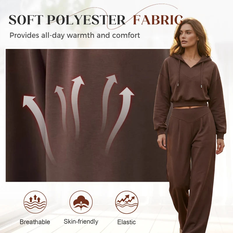 Women's Cropped Hoodie & Wide Leg Trouser Set