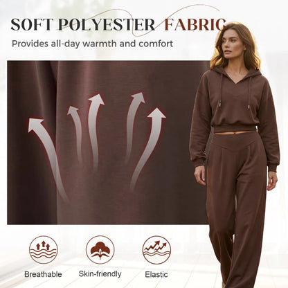 Women's Cropped Hoodie & Wide Leg Trouser Set