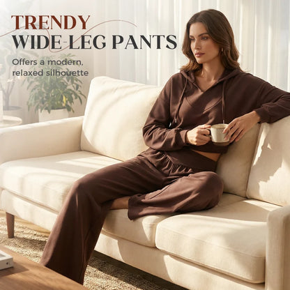 Women's Cropped Hoodie & Wide Leg Trouser Set