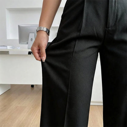 Women's Belted High-Waist Wide Leg Trousers