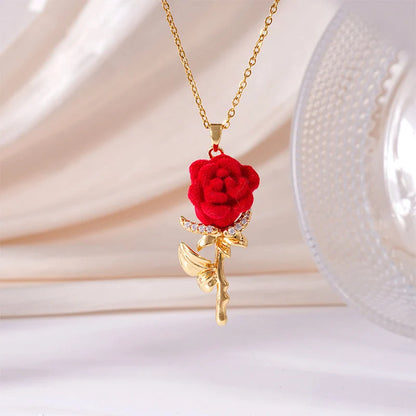 Women's Rose Pendant Statement Necklace