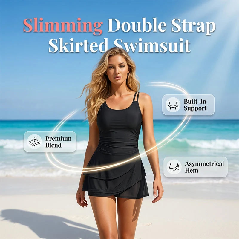 Women's Double-Strap Ruched Swimdress