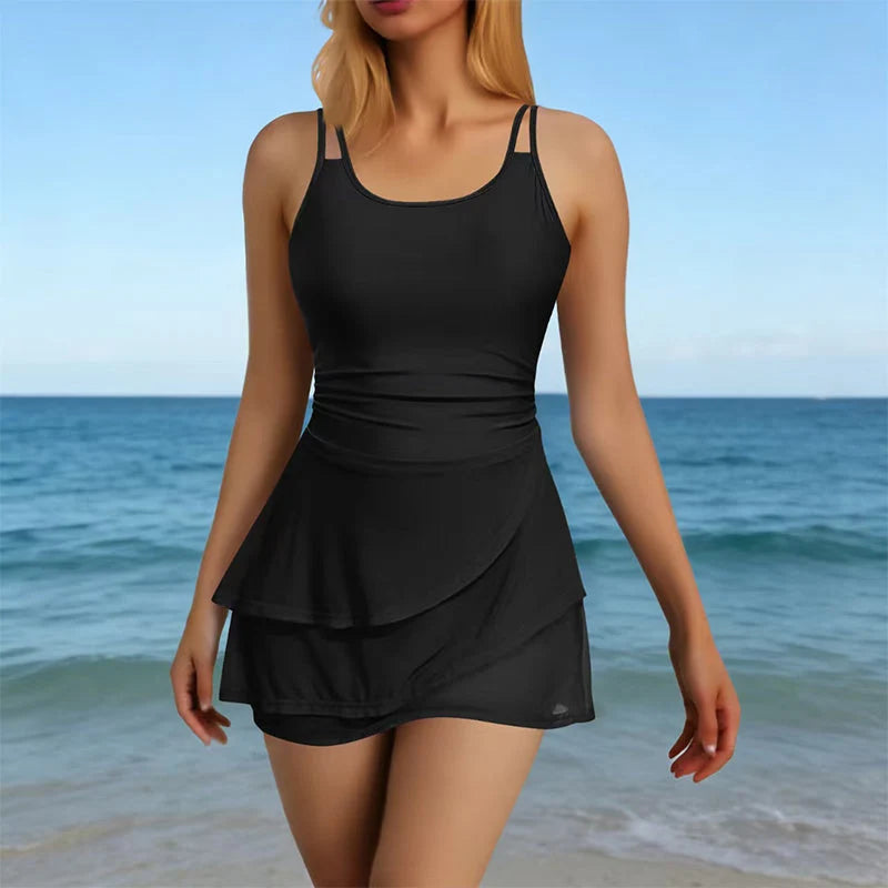 Women's Double-Strap Ruched Swimdress