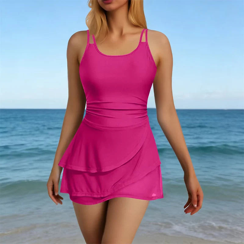 Women's Double-Strap Ruched Swimdress