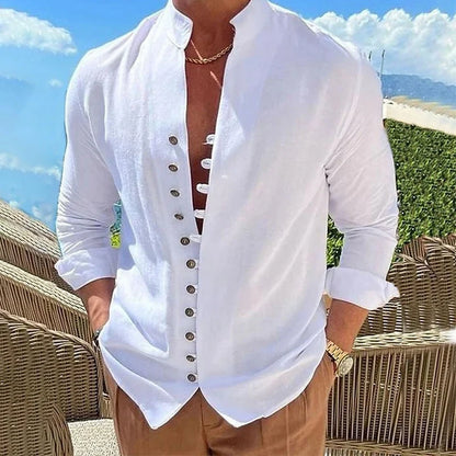 Men's Stand Collar Button Shirt