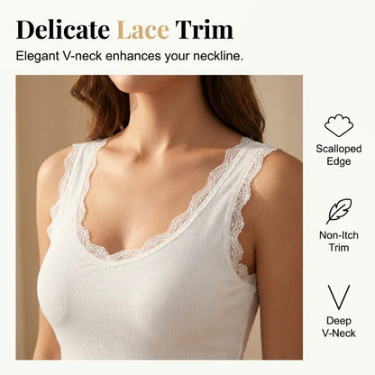 Women's Ribbed Lace-Trim Cami Top