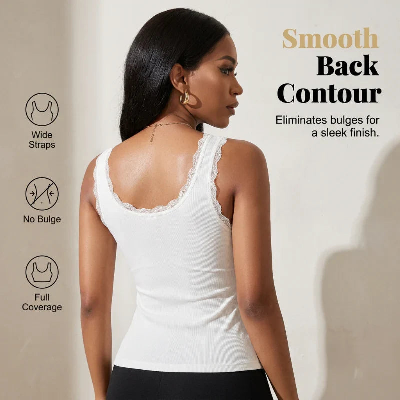 Women's Ribbed Lace-Trim Cami Top
