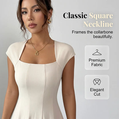 Women’s Square-Neck A-Line Midi Dress