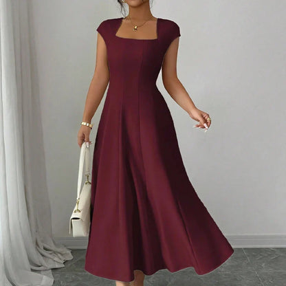 Women’s Square-Neck A-Line Midi Dress