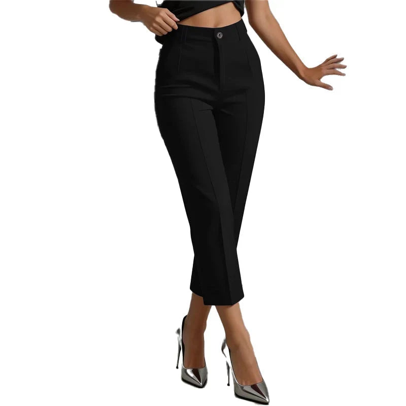 Women's Button Detail Cropped Trousers