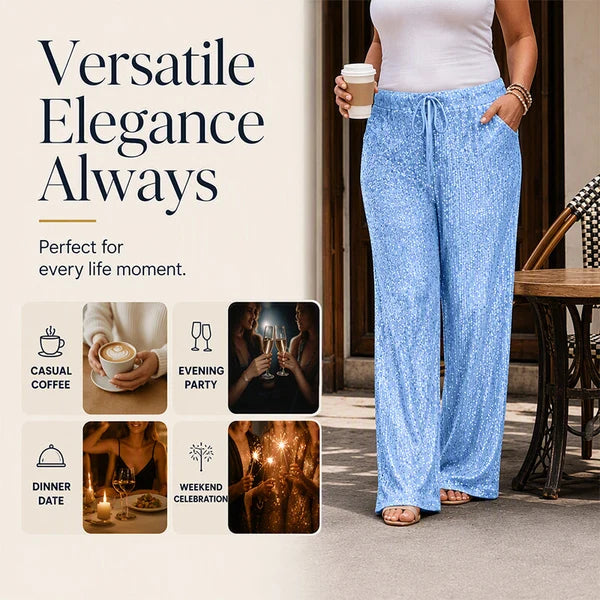 Women's Elastic Waist Straight-Leg Trousers