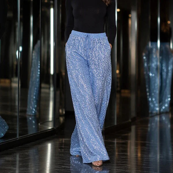 Women's Elastic Waist Straight-Leg Trousers