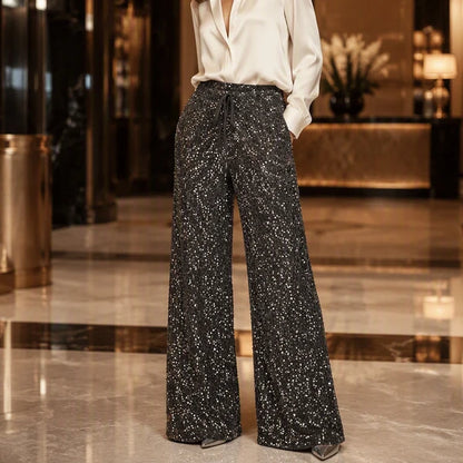 Women's Elastic Waist Straight-Leg Trousers