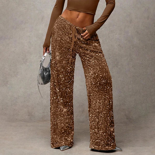 Women's Elastic Waist Straight-Leg Trousers