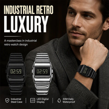 Men's Polished Digital Metal Watch