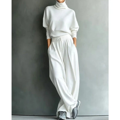 Women's High Neck Wide Leg Two Piece Set