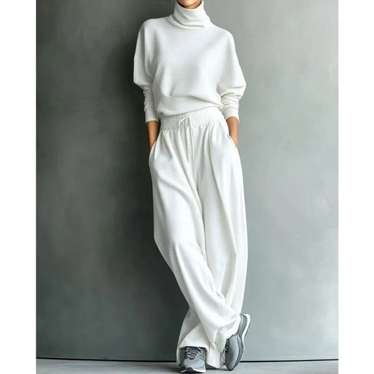 Women's High Neck Wide Leg Two Piece Set