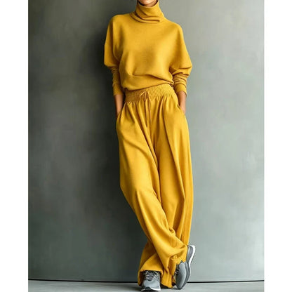 Women's High Neck Wide Leg Two Piece Set