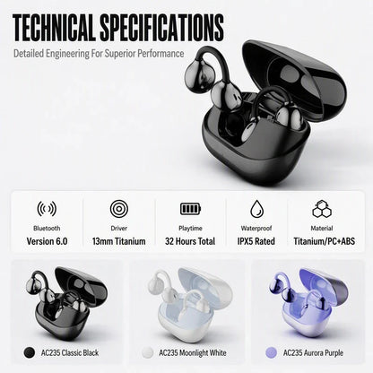 Open Ear Wireless Clip On Earbuds