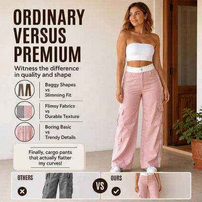 Women's Side Stripe Straight Leg Cargo Trousers