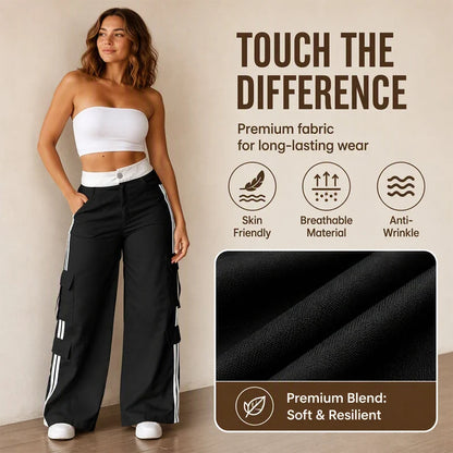 Women's Side Stripe Straight Leg Cargo Trousers