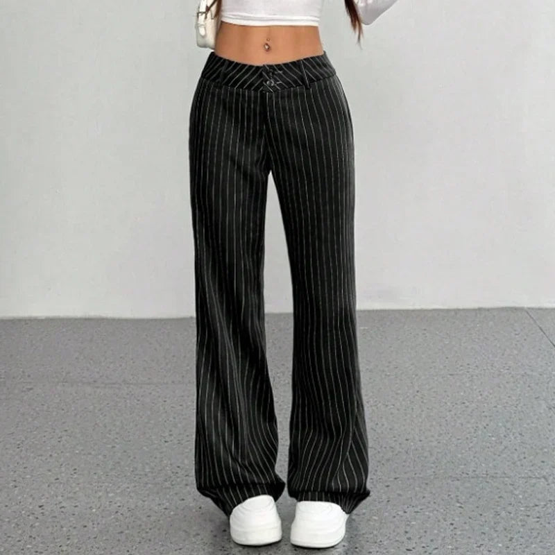 Women's Pinstripe Flared Trousers