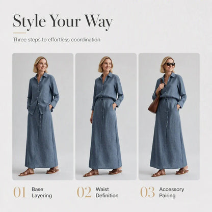 Women's Relaxed Shirt & Maxi Skirt Set
