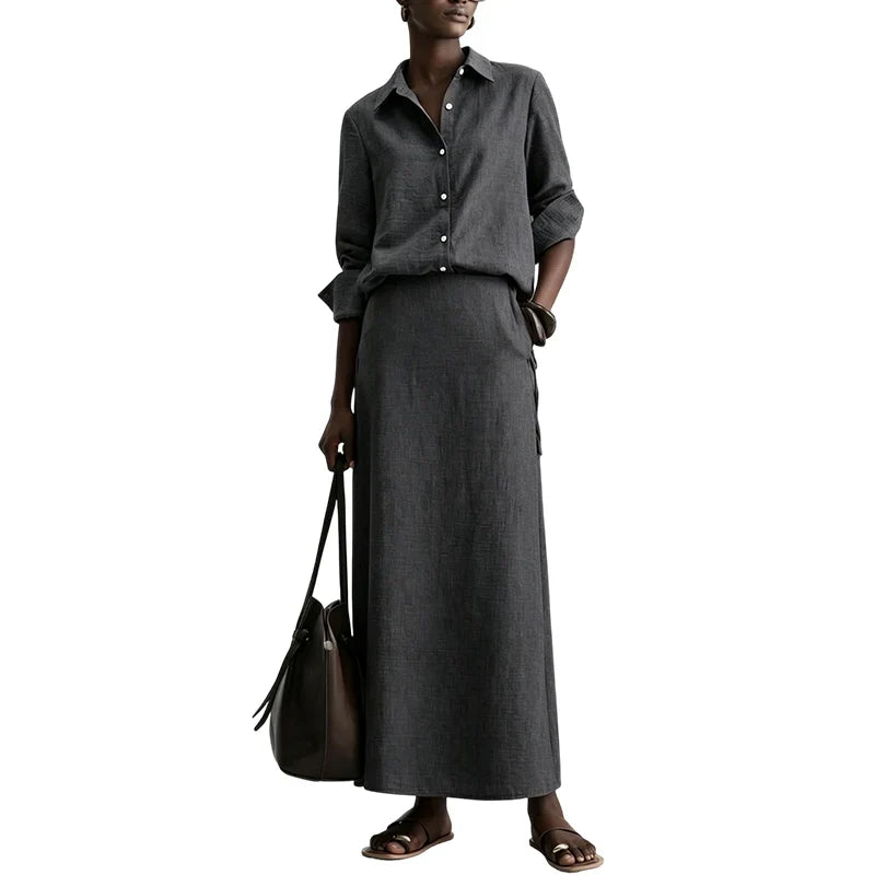 Women's Relaxed Shirt & Maxi Skirt Set