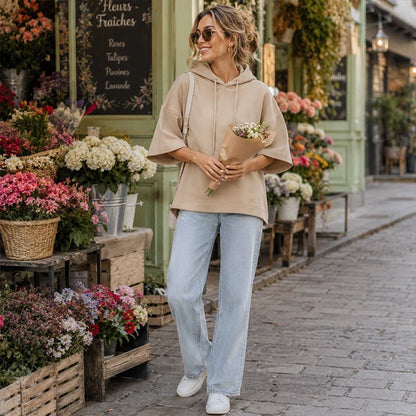 Women's Wide-Sleeve Hooded Top