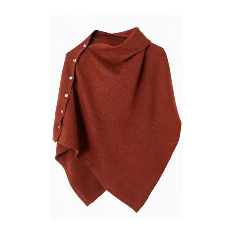 Women's Asymmetric Side Button Poncho